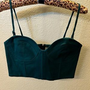 Everlane The Structured Cotton Bustier in Scarab Green… Sz 0